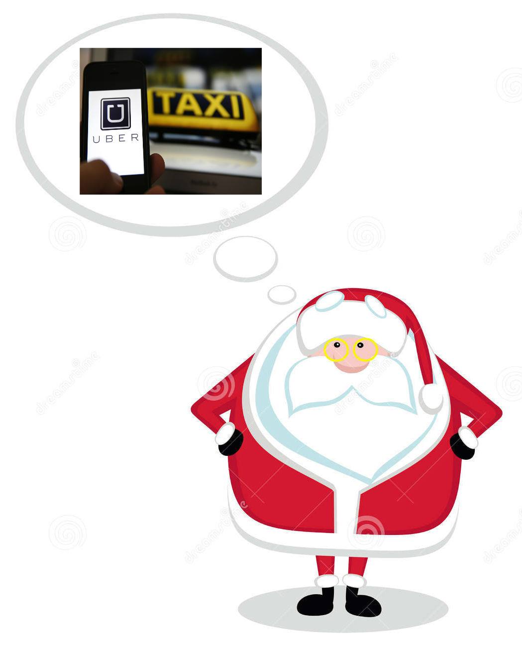 Moș Crăciun se gândește la Uber vs Taxi