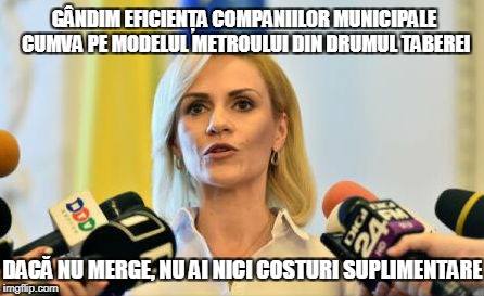 Gabriela Vrânceanu Firea: Gândim eficiența companiilor municipale cumva pe modelul metroului din Drumul Taberei. Dacă nu merge, nu ai nici costuri suplimentare